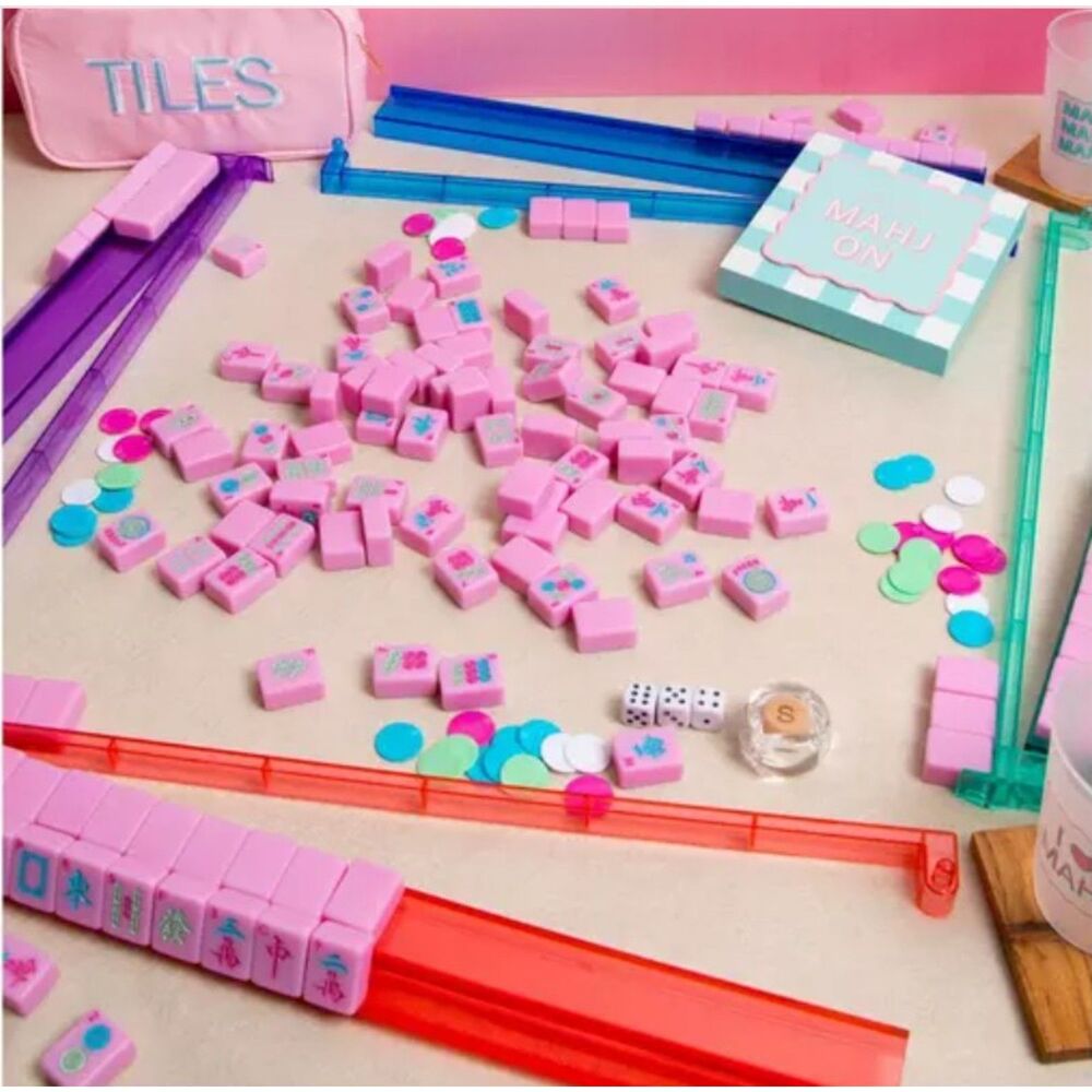 RARE NIB PINK AMERICAN MAHJONG TILES SET - Picture 4 of 4
